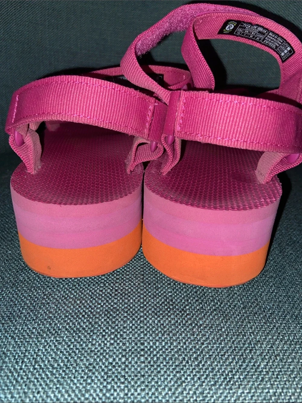 Teva Magenta and Orange Flatform Universal Sandals